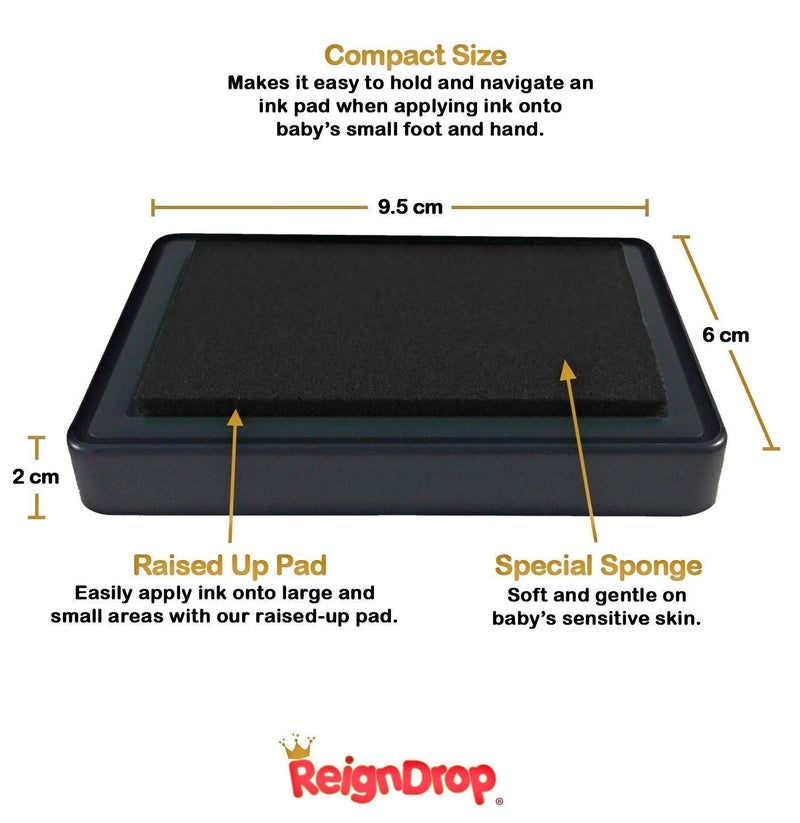ReignDrop وسادة حبر رين دروب لطباعة بصمة قدم ويد الطفل - تخلق طابع تذكاري رائع يدوم طويلاً للرضع والأطفال. مقاومة للتلطيخ، سهلة المسح عن الجلد، آمنة ولطيفة خالية من الأحماض (أزرق سماوي) - Image 3